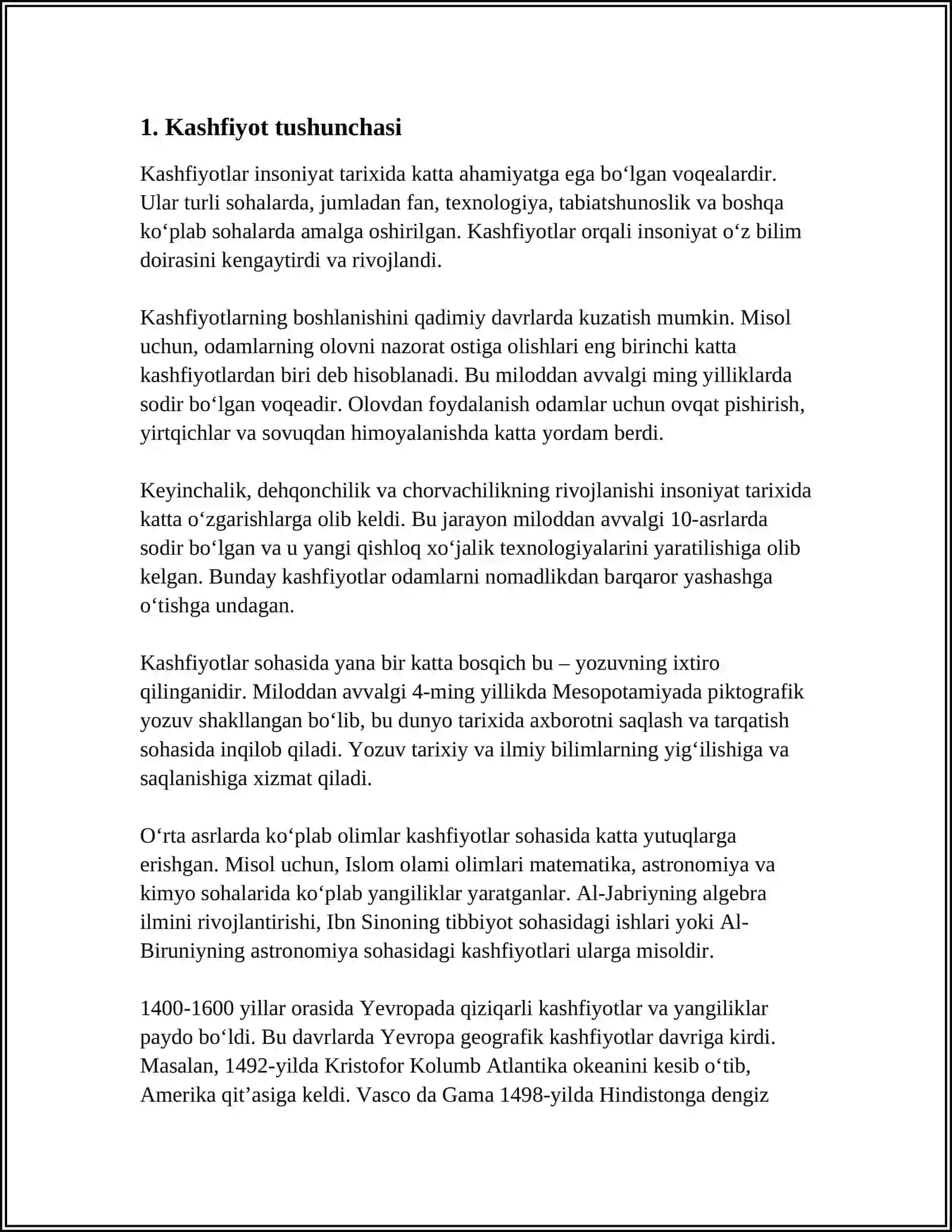 KASHFIYOTNING BIRINCHI QANDAY BELGILANADI 3