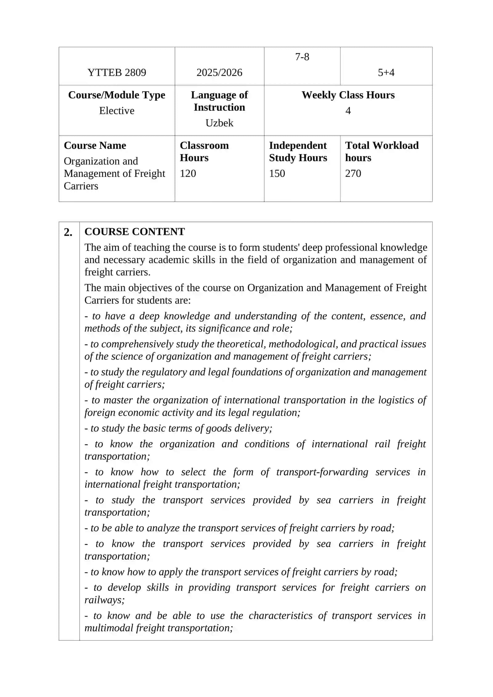 Organization and Management of Freight Carriers 3
