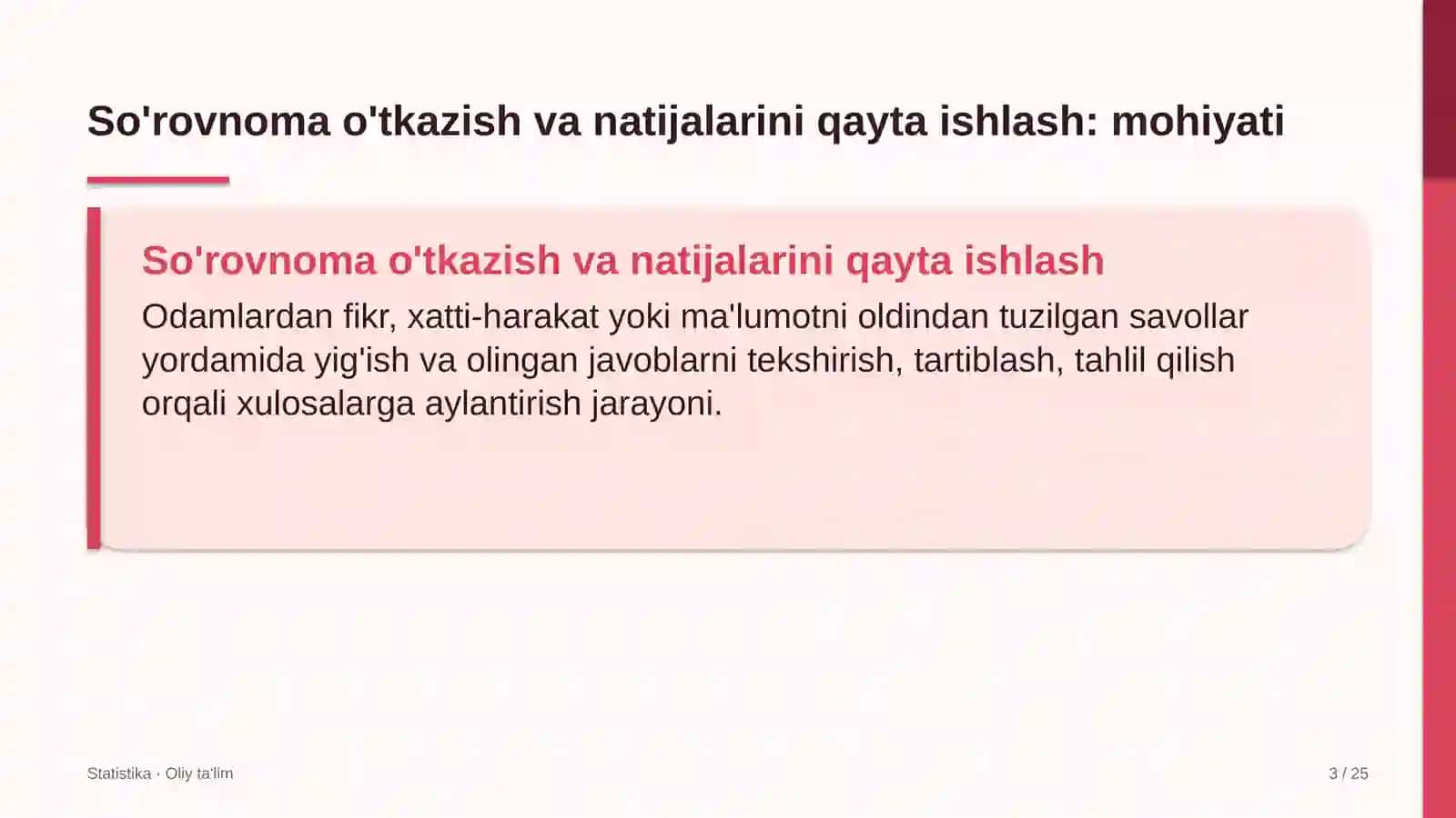 Statistika · Oliy ta'lim 3