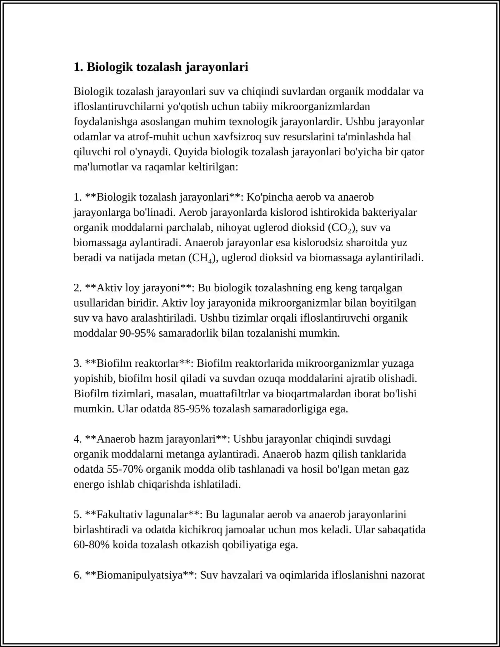 Oqava suvlarini biologik tozalash va ularning turlari 3