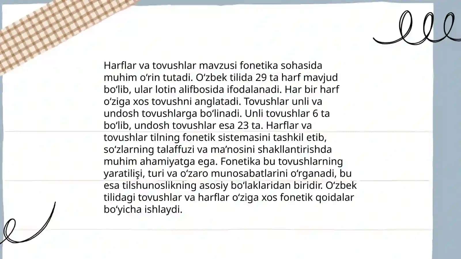 Harflar va tovushlar mavzusi 3