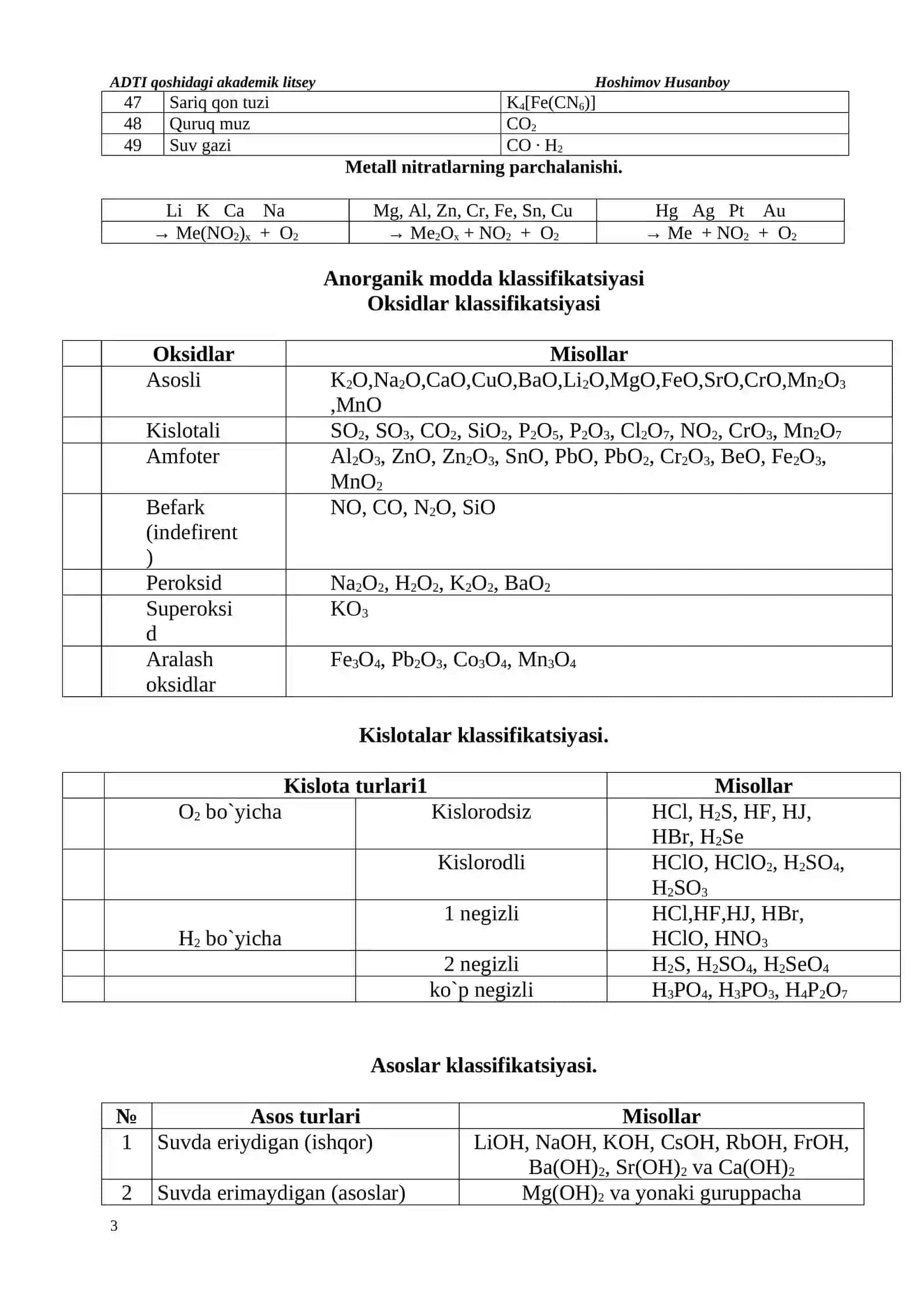 Olamlik o'quv yurti kimyo fanidan 3
