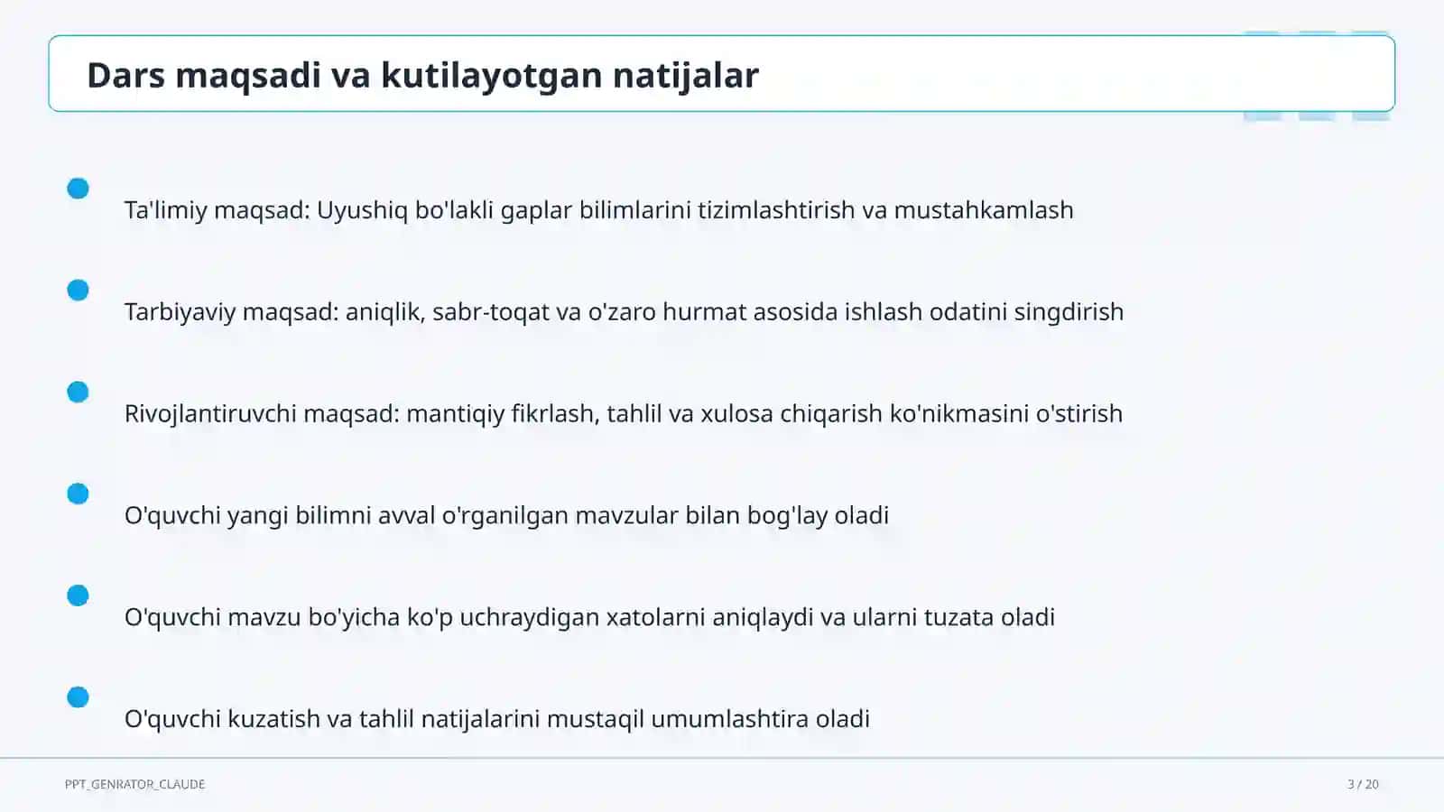 Uyushiq bo'lakli gaplar (4-sinf) 3