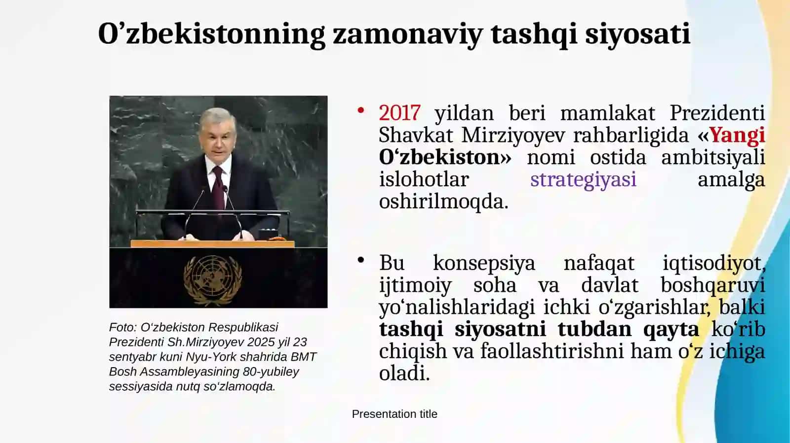 O’zbekiston Respublikasining zamonaviy tashqi siyosati 3