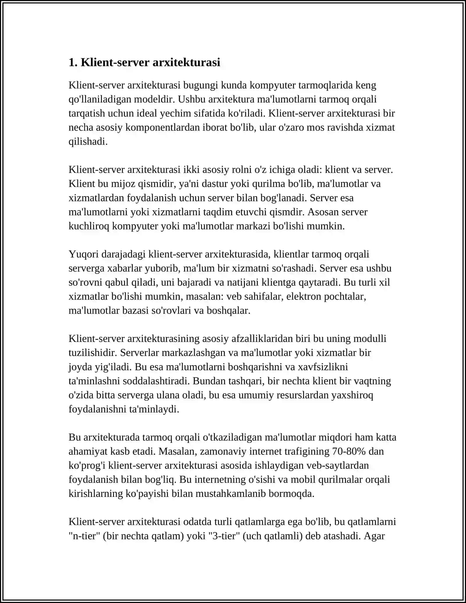 KLIENT-SERVER VA UNING VAZIFALARI 3