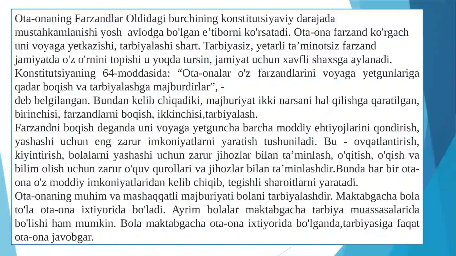 Oila va jamiyatning inson hayotidagi o‘rni. Oila muhitining bola tarbiyasiga ijobiy ta’siri 3
