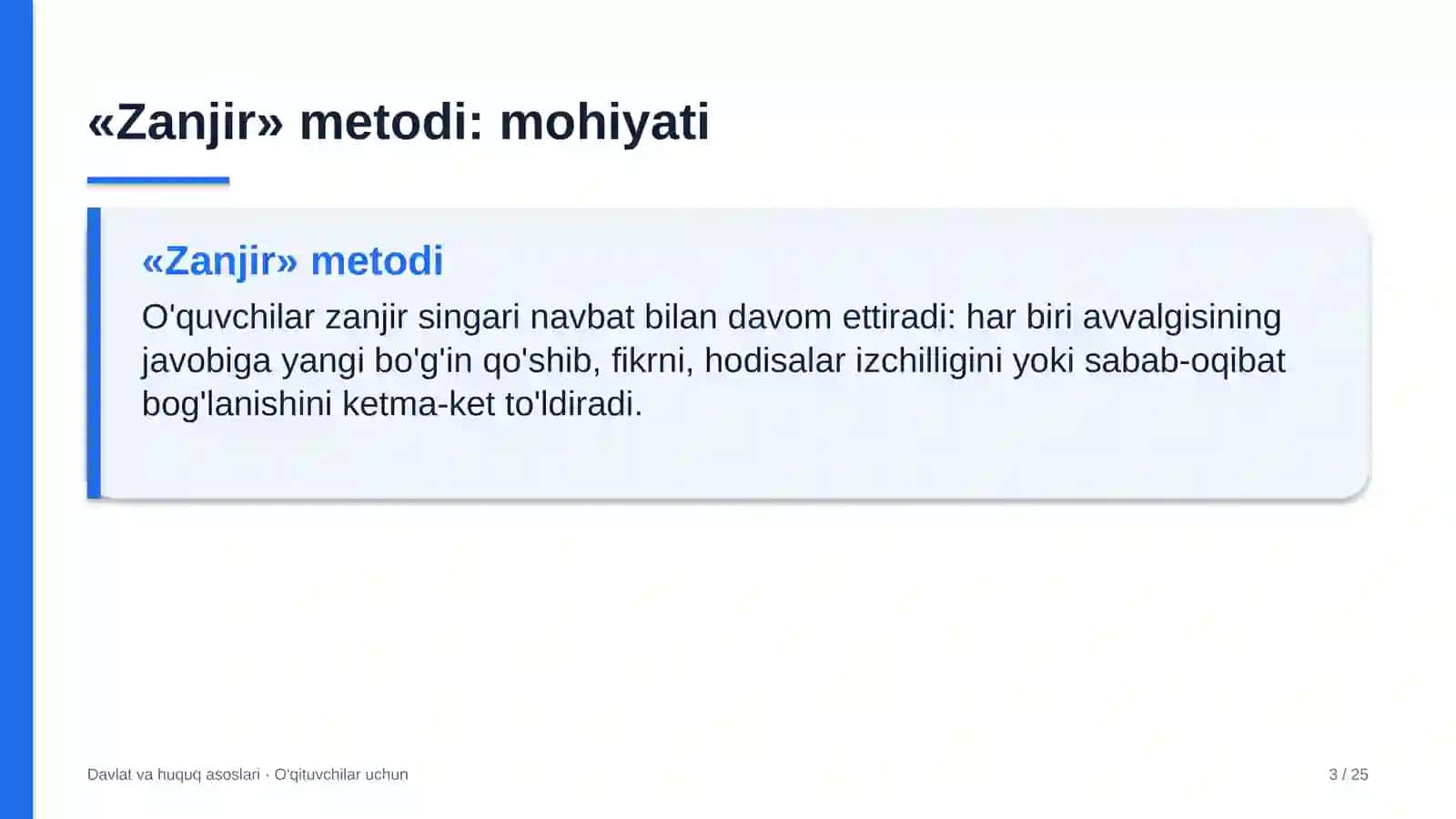 davlat va huquq asoslari darslarida zanjir metodidan foydalanish 9131 3