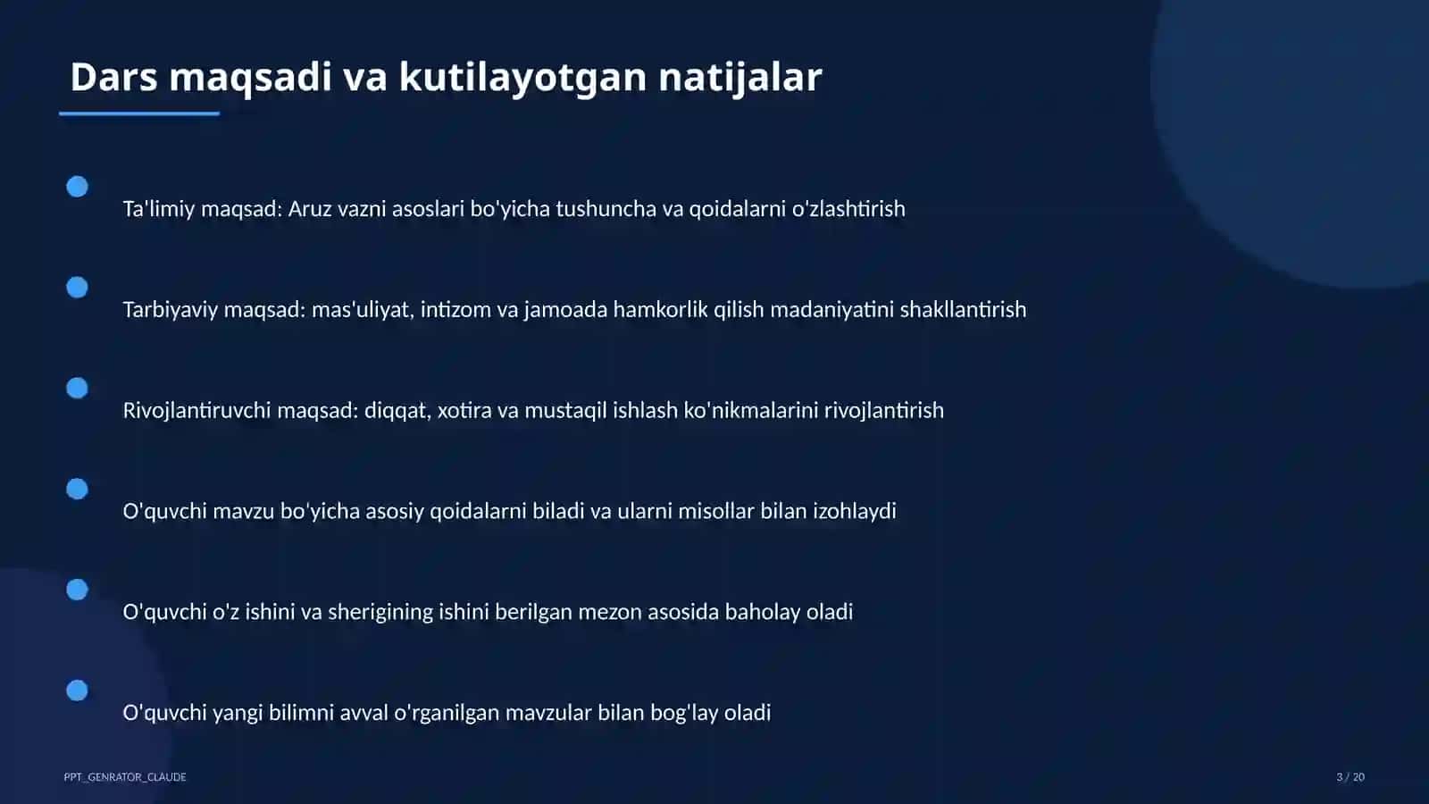 Aruz vazni asoslari (9-sinf) 3