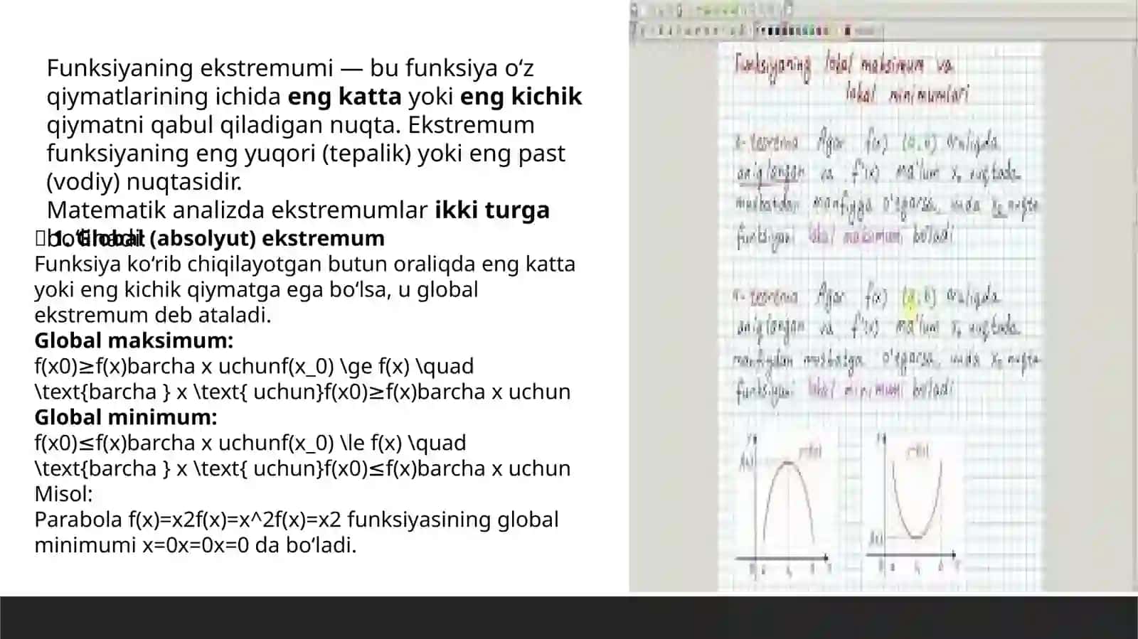 Funksiyaning maksimum va minimum 3