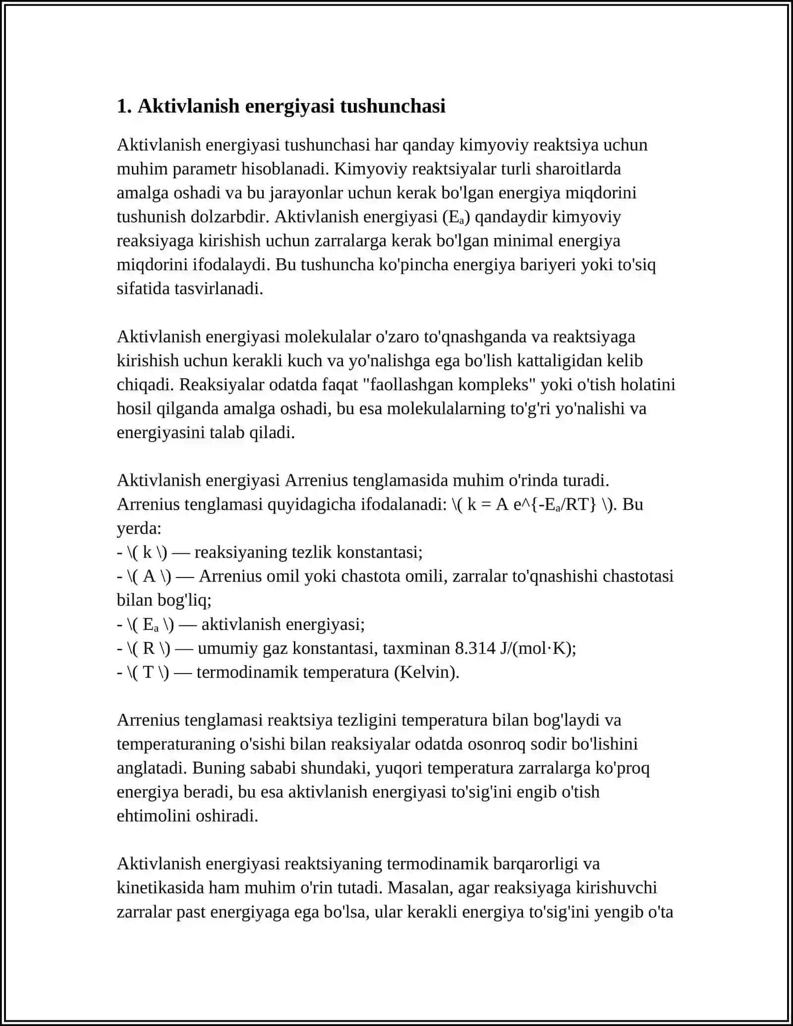 AKTIVLANISH ENERGIYASI VA UNGA TA'SIR KO'RSATUVCHI OMILLAR 3