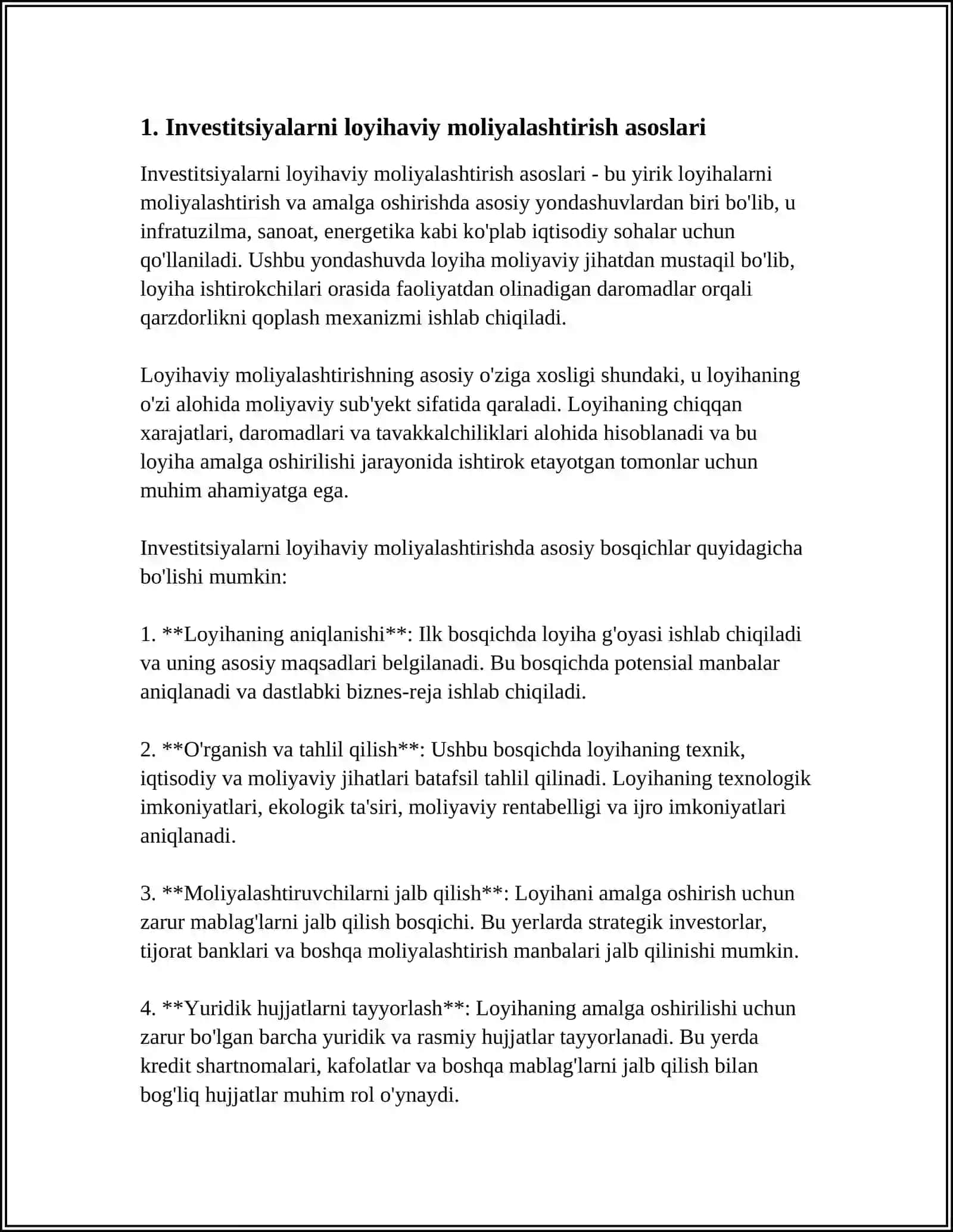 INVESTITSIYALARNI LOYIHAVIY MOLIYALASHTIRISH 3