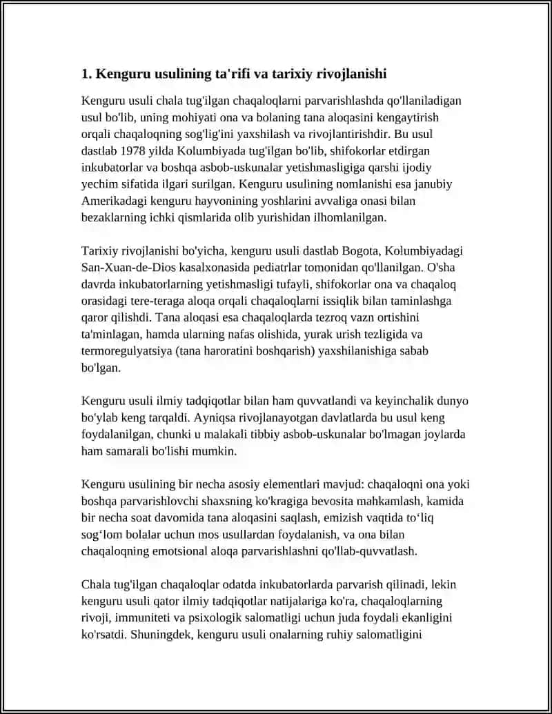 CHALA TUG'ILGAN CHAQALOQLARNI KENGURU USULI BILAN BOQISH 3