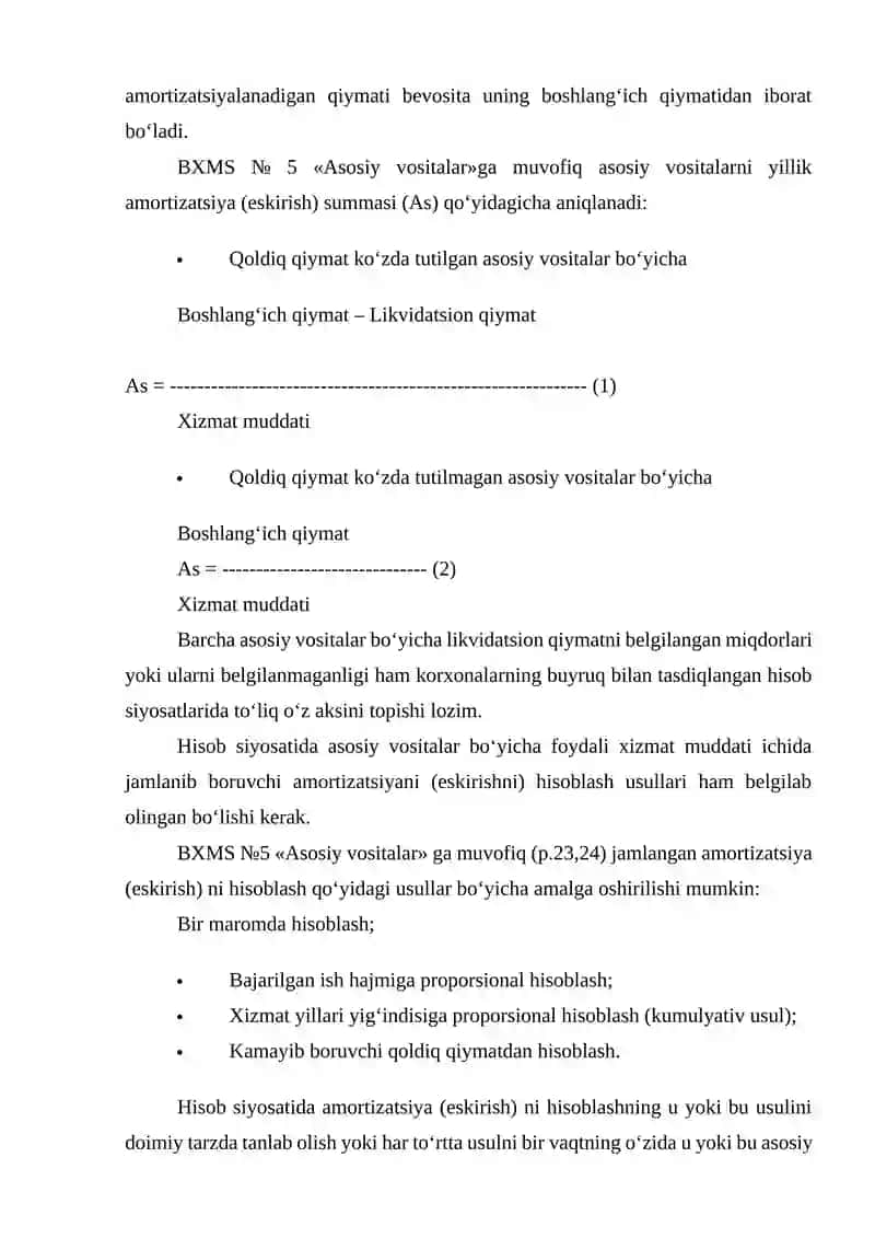 Asosiy vositalarning amortizatsiyasi 3