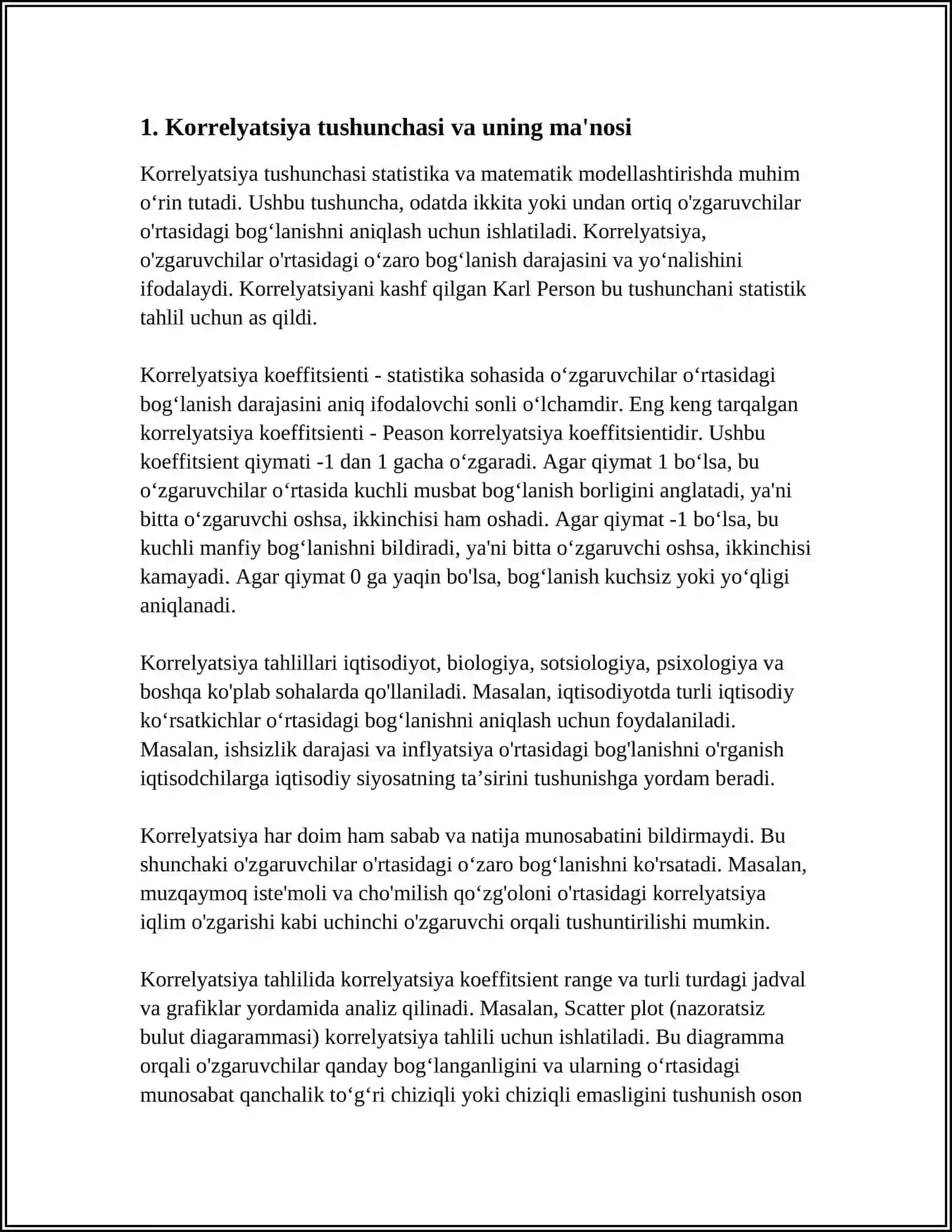 KORRELYATSIYA TUSHUNCHASI VA UNING PSIXOLOGIK TADQIQOTLARDA O‘RNI. SPIRMEN KORRELYATSIYASI 3