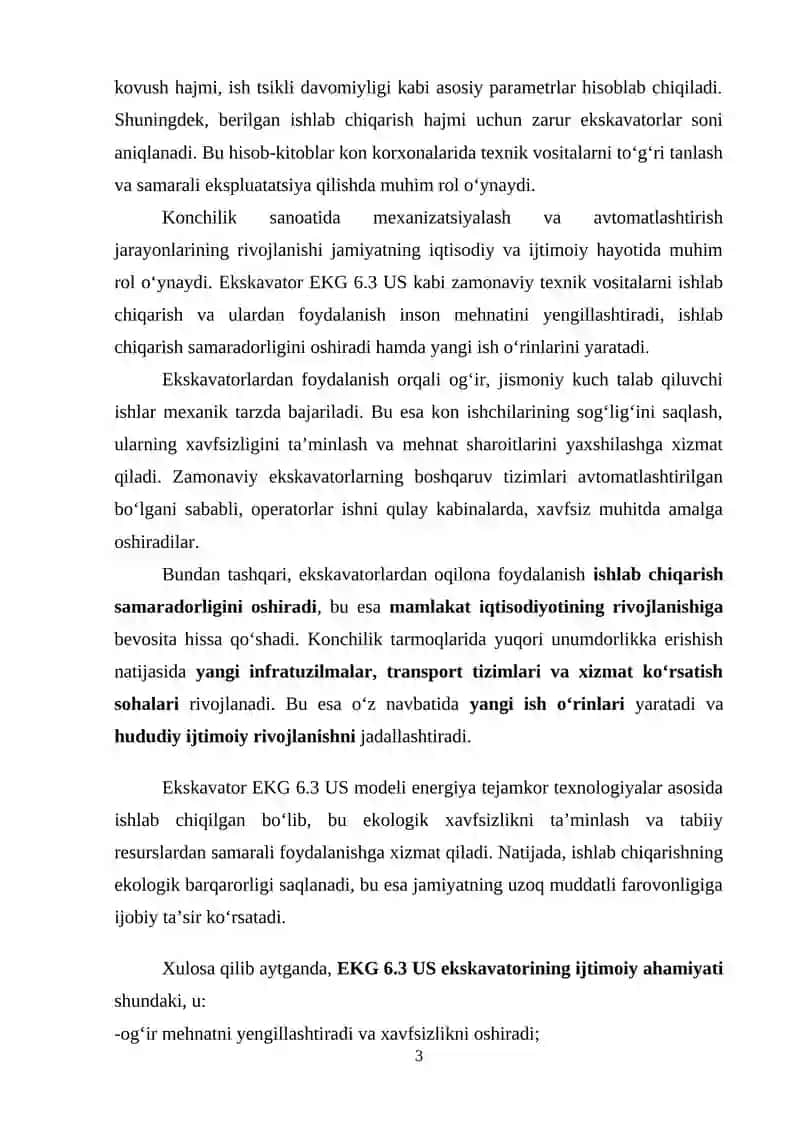EKSKAVATOR EKG 6.3 US HAQIDA UMUMIY MA’LUMOTLAR HAMDA UNING VAZIFALARI 3