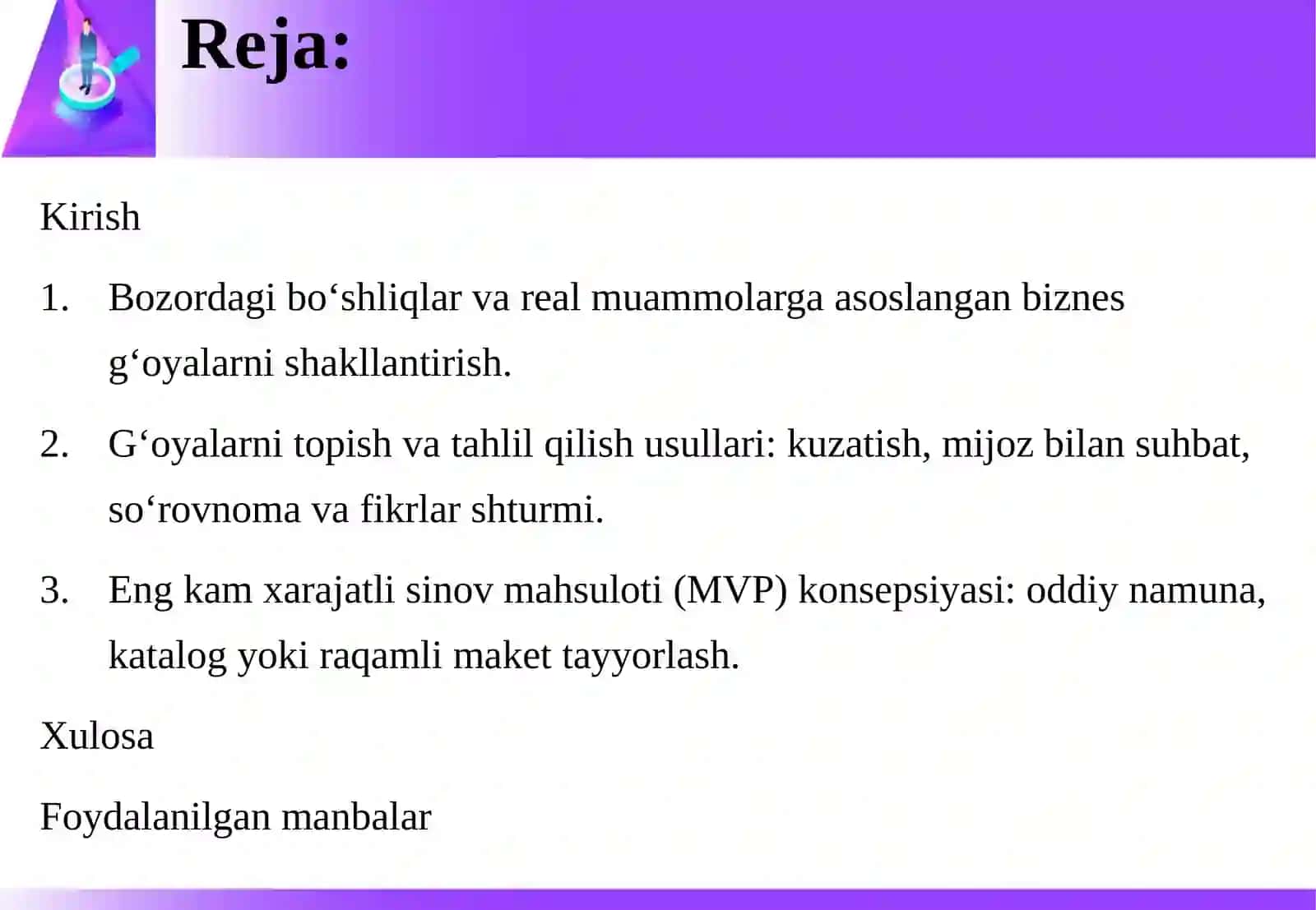 MIJOZ MUAMMOSI ASOSIDA BIZNES G‘OYANI SHAKLLANTIRISH 3