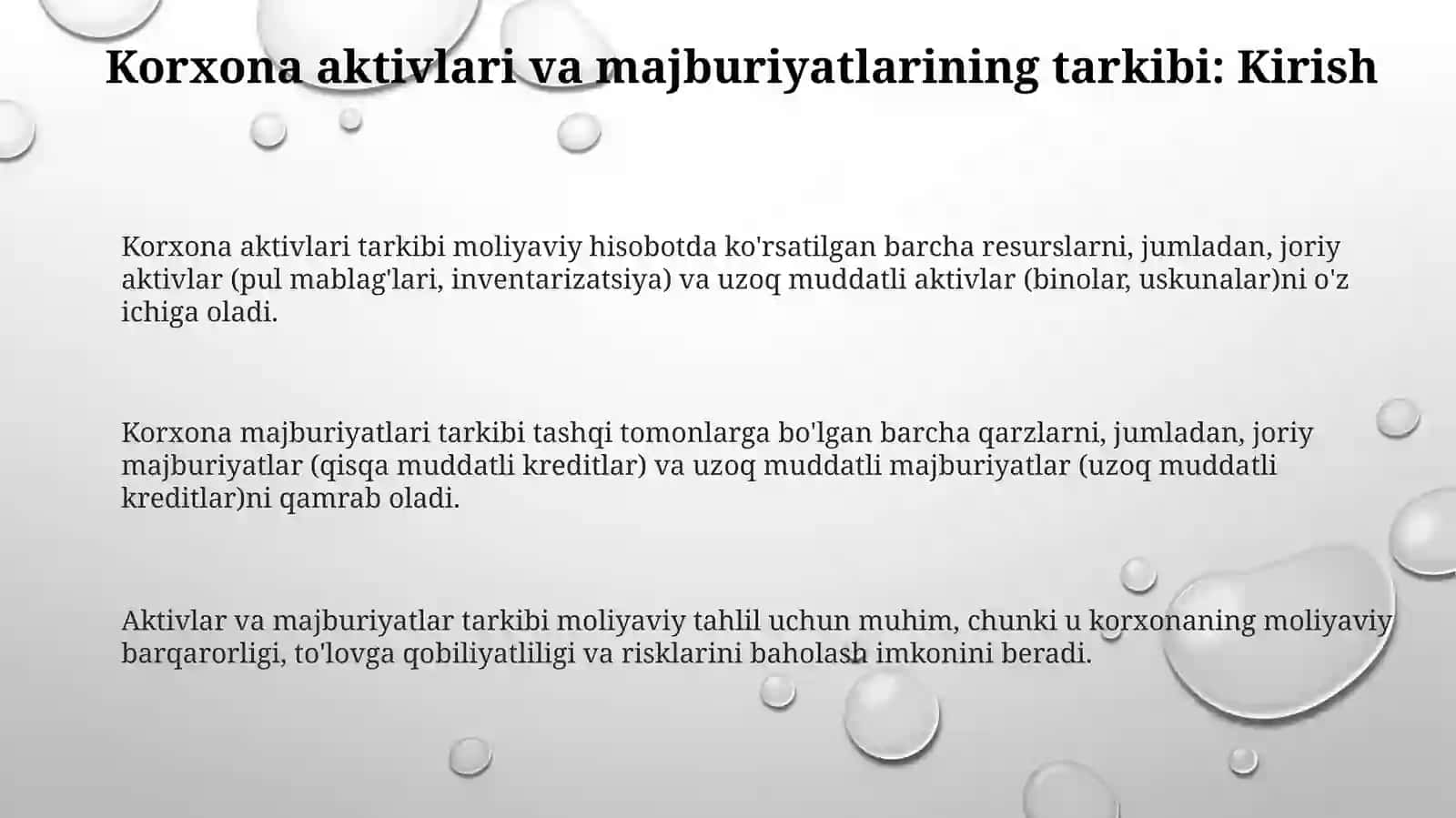 Korxona aktivlari va majburiyatlarining tarkibi 3