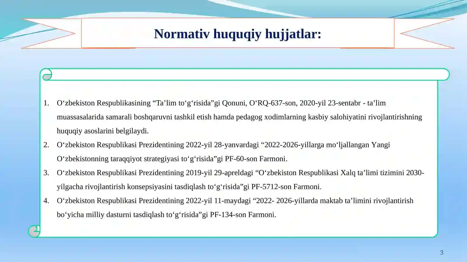 Menejerlik o'quv kursi tinglovi 3