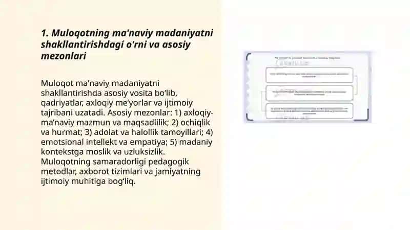 Muloqot asosida ma'naviy madaniyatni shakllantirish mezonlari va omillari 3