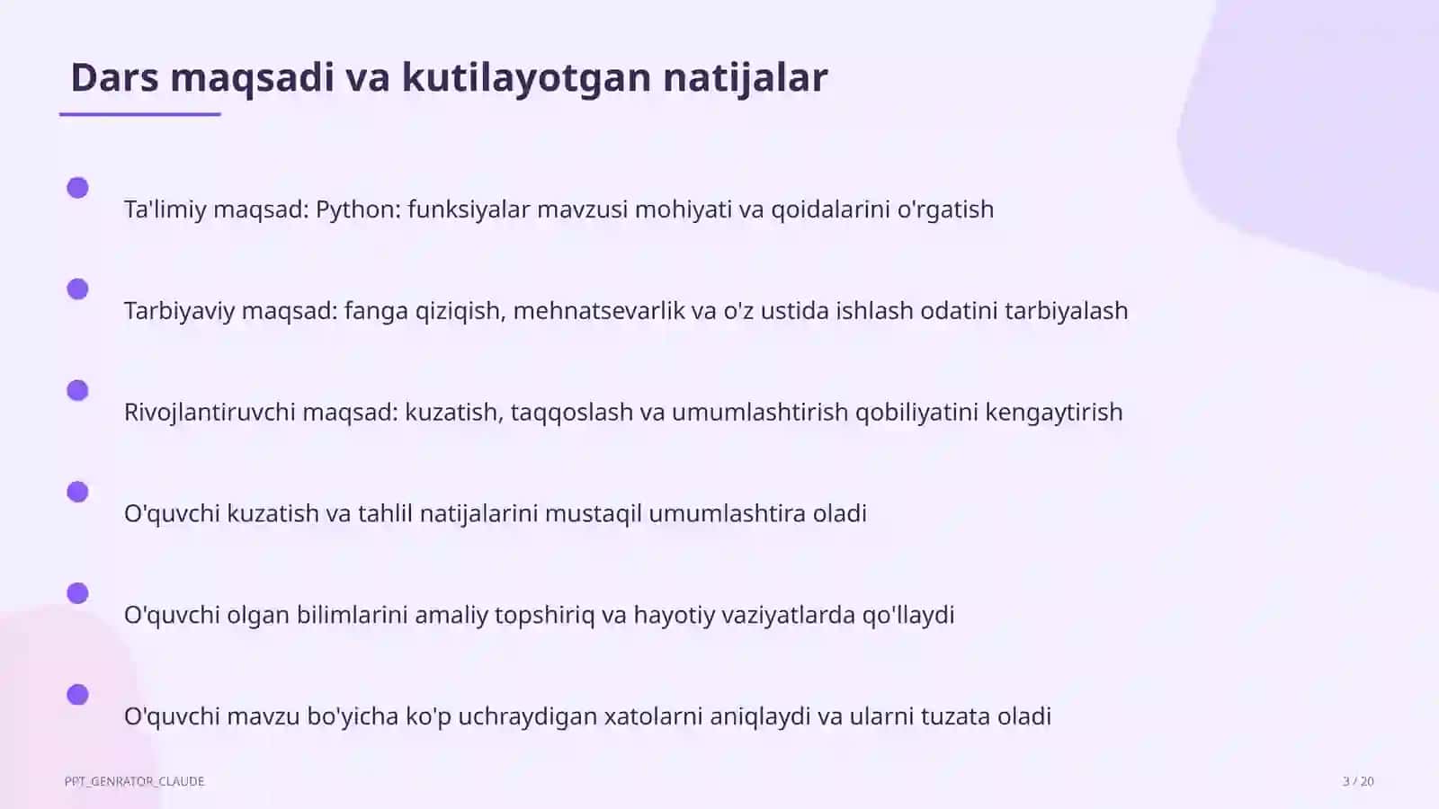Python: funksiyalar (9-sinf) 3