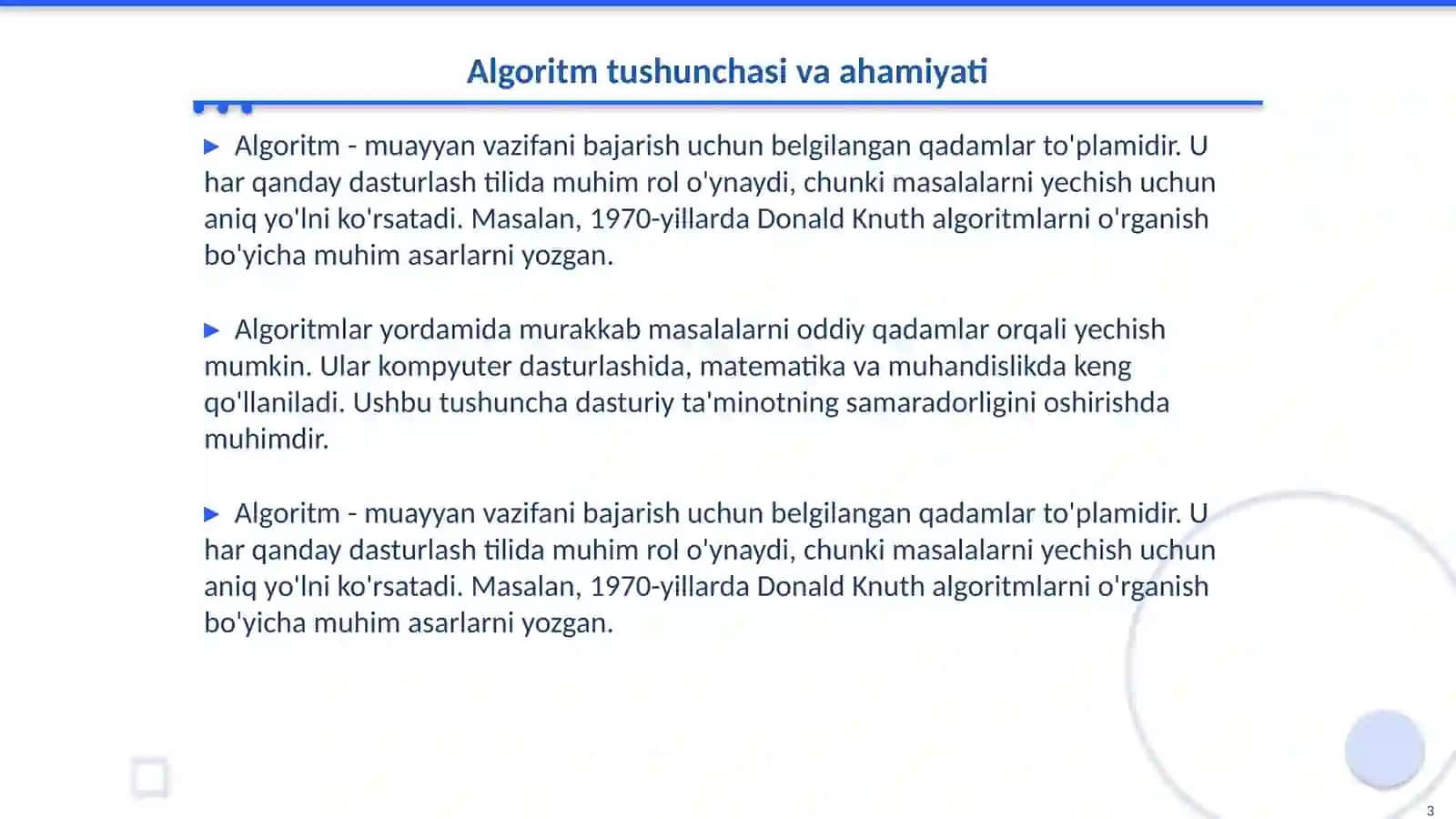 Algoritm tushunchasi va ahamiyati 3