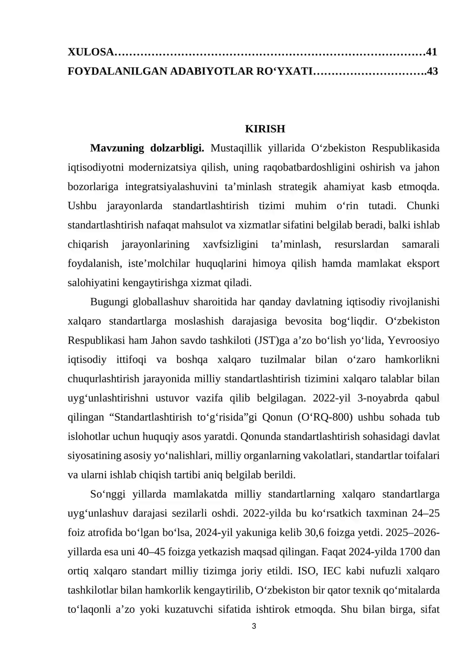 O'zbekiston Respublikasida standartlashtirishni rivojlantirishning tendensiyalari va asosiy yo'nalishlari 3