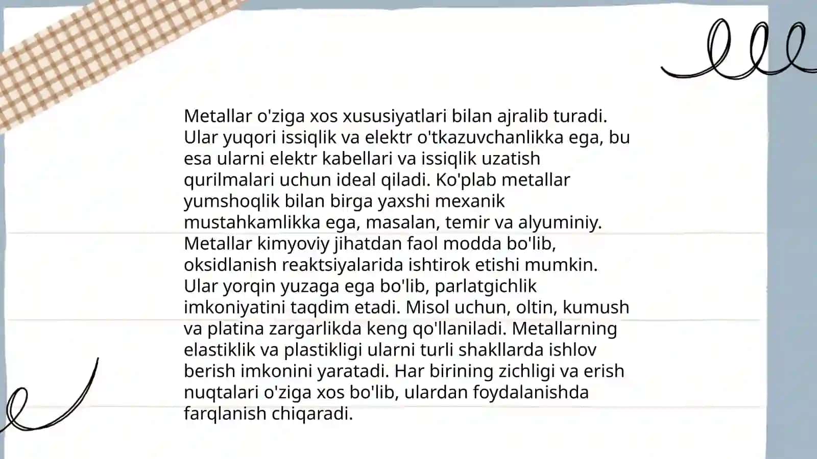 Metallar ularning olinishi, kimyoviy va fizikaviy xossalari 3