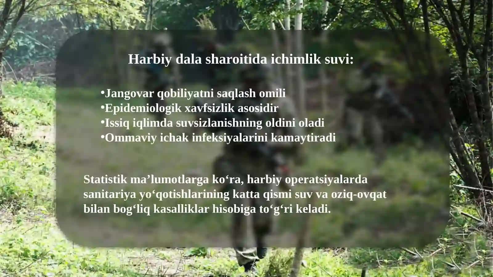 Harbiy dala sharoitida ichimlik suvi 3