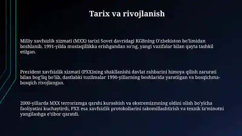 Milliy xavfsizlik xizmati (MXX) va Prezident xavfsizlik xizmati (PXX) 3