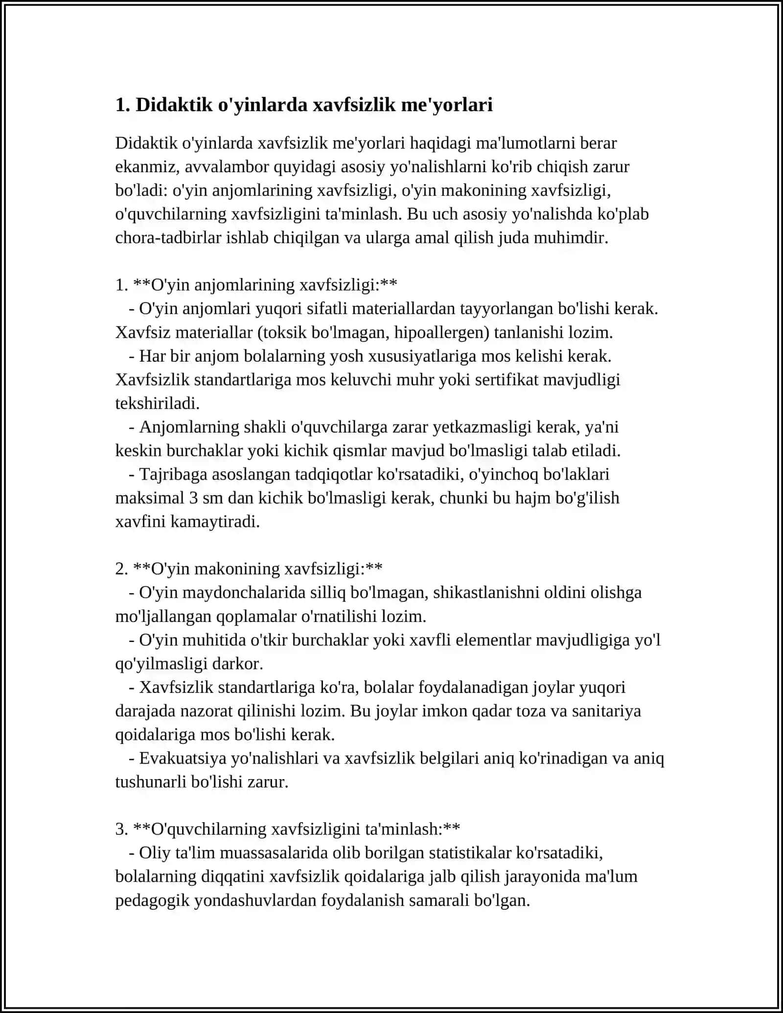 DIDAKTIK O'YINLAR O'TKAZISHDA XAFSIZLIK DO'STONA MUHITNI YARATISH 3