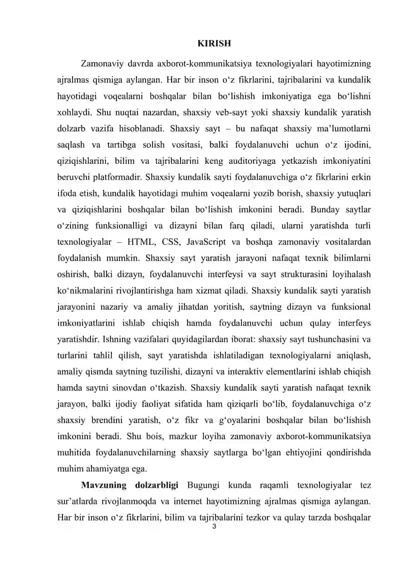 Shaxsiy kundalik sayti yaratish algoritm 3
