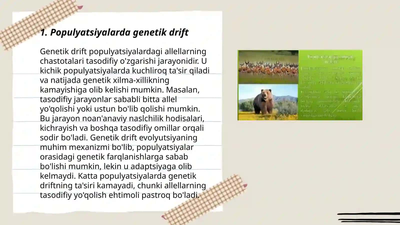 Populyatsiyalarda irsiylanish. Populyatsiyaning genetik dinamikasiga ta'sir etuvchi omillar 3