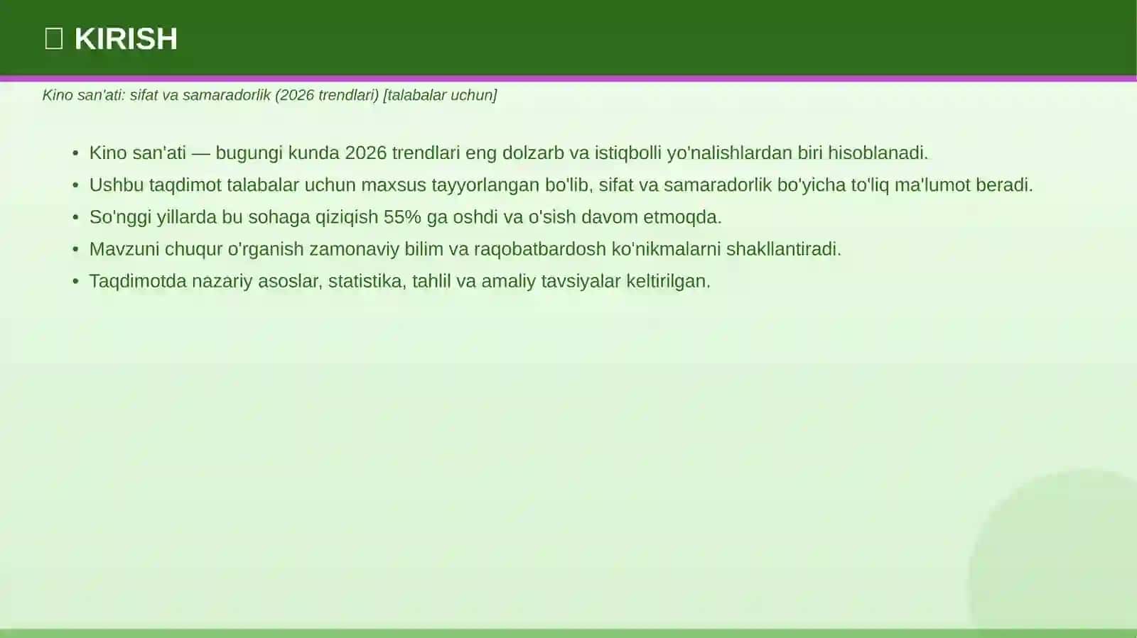 Kino san'ati: sifat va samaradorlik (2026 trendlari) [talabalar uchun] 3