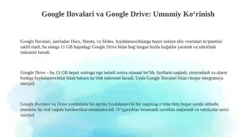 Google Ilovalari va Google Drive 3