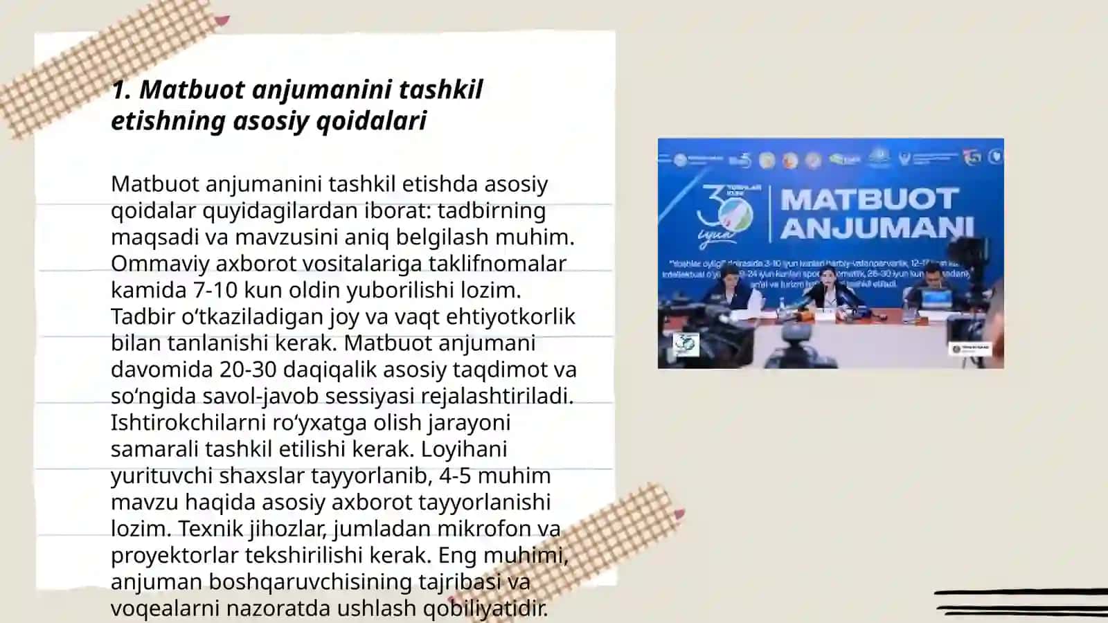 Matbuot anjumani qoidalari 3