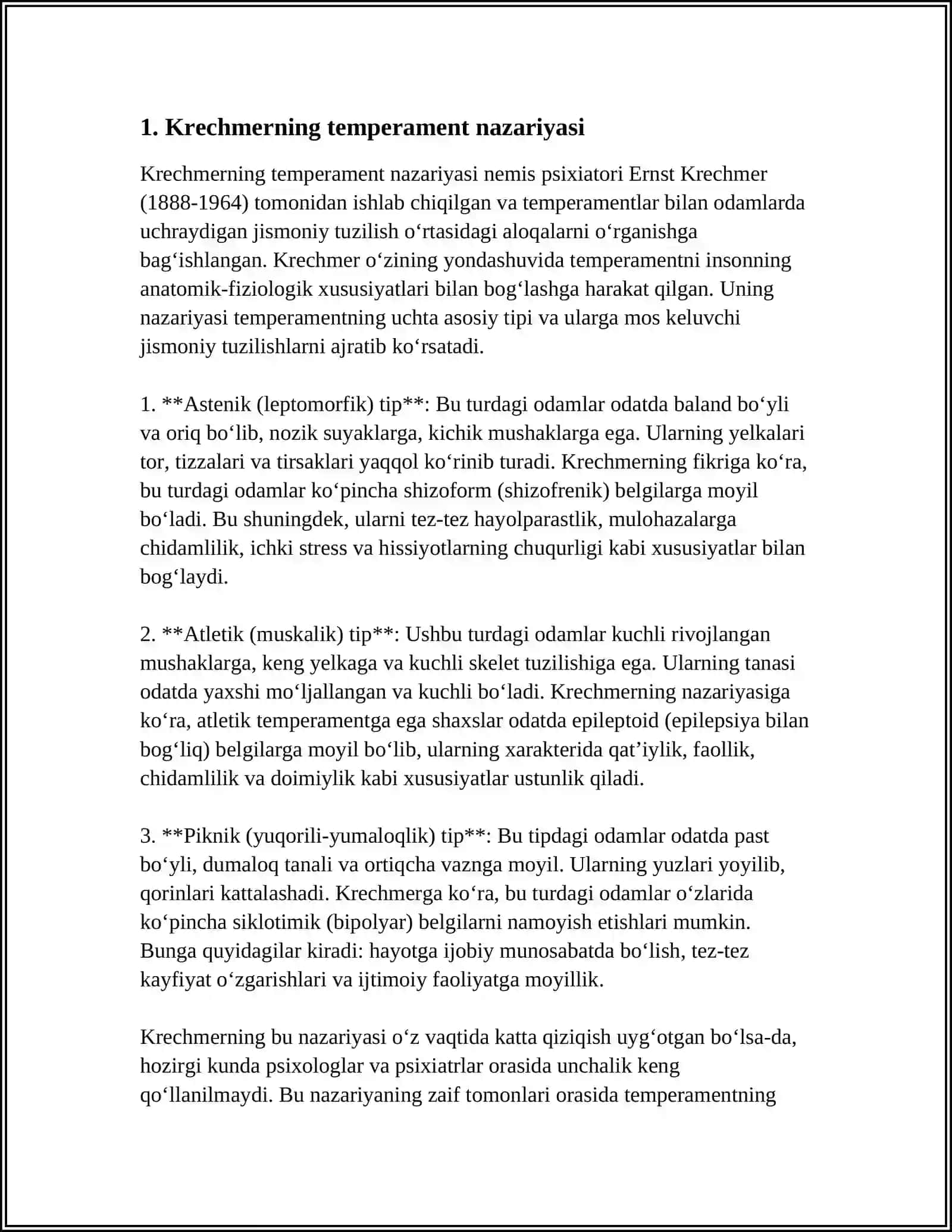 Krechmerning temperament nazariyasi 3