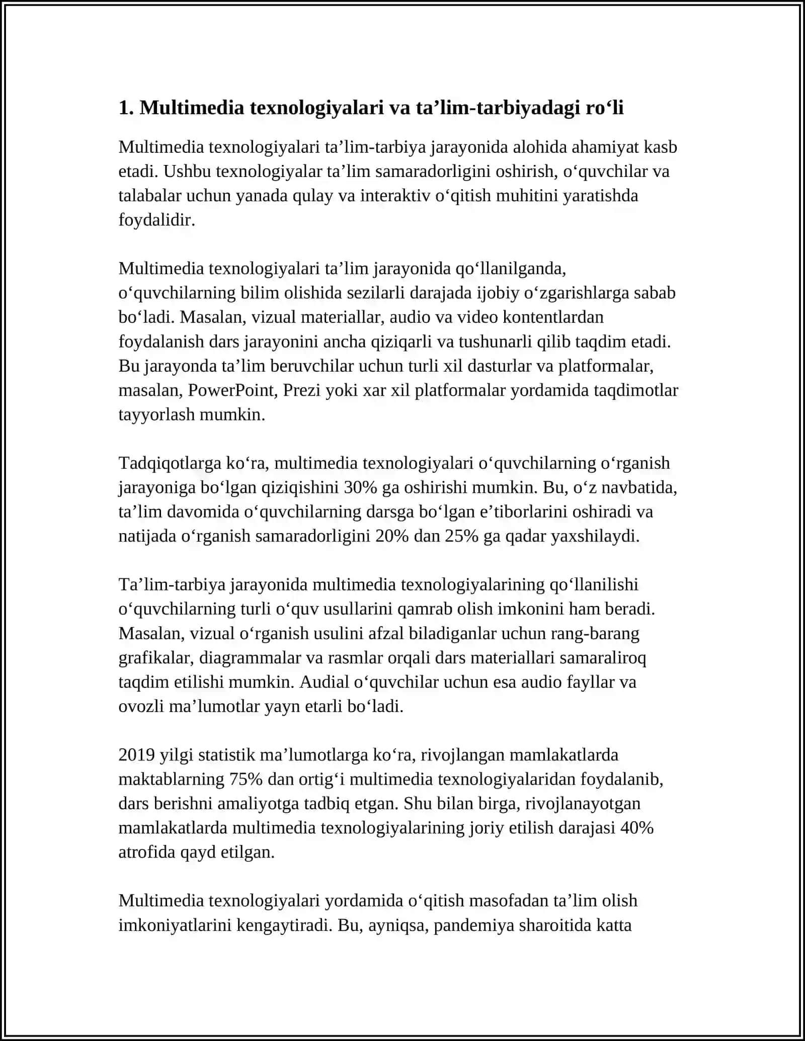 Multimedia texnologiyalari va ta’lim-tarbiyadagi ro‘li 3