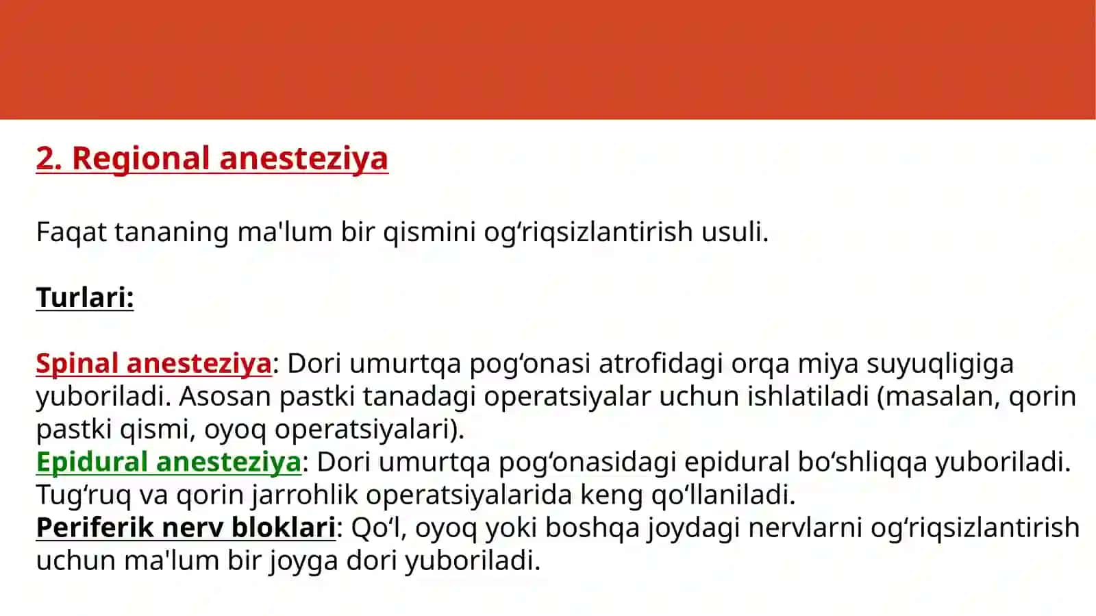 Zamonaviy ogʻriqsizlantirish usullari. 3