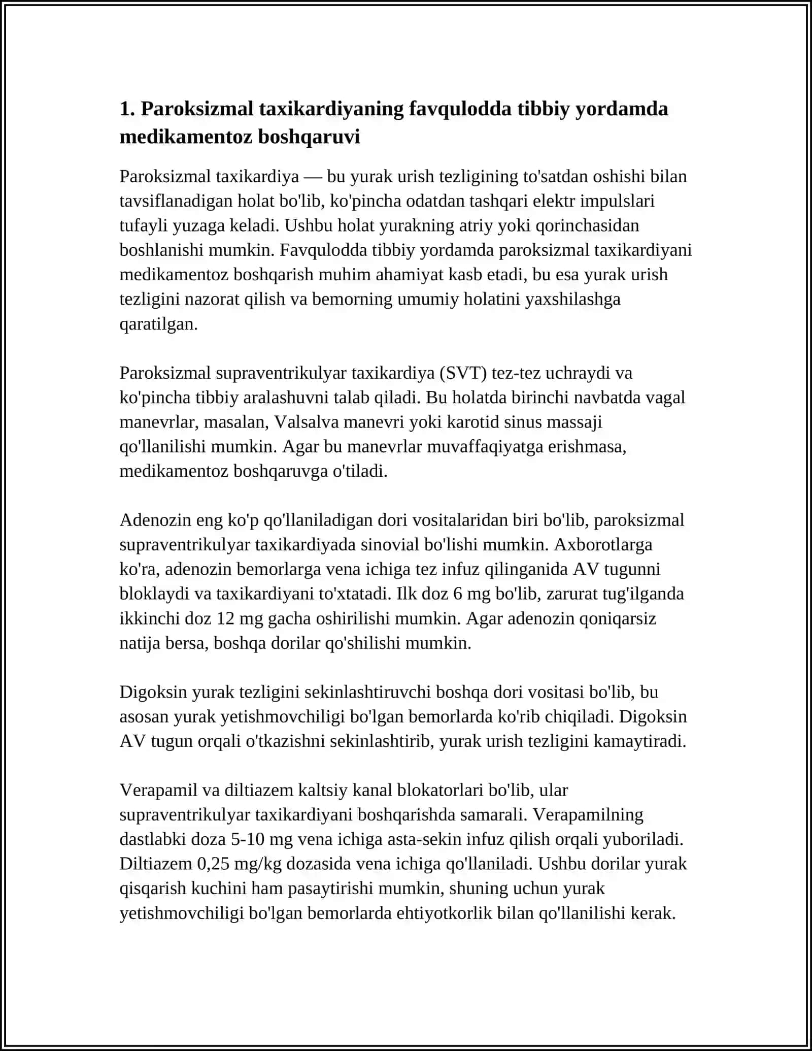 PAROKSIZMAL TAXIKARDIYANING MEDIKAMENTOZ VA NOMEDIKAMENTOZ DAVOLASH 3