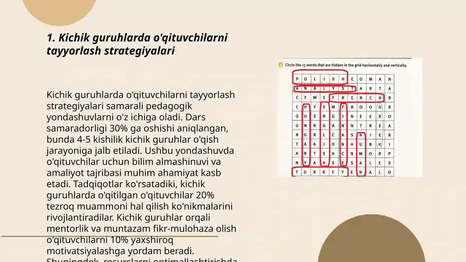 Kichik guruhlarda o'qituvchilarning iahlash faoliyatini takomillashtirish 3