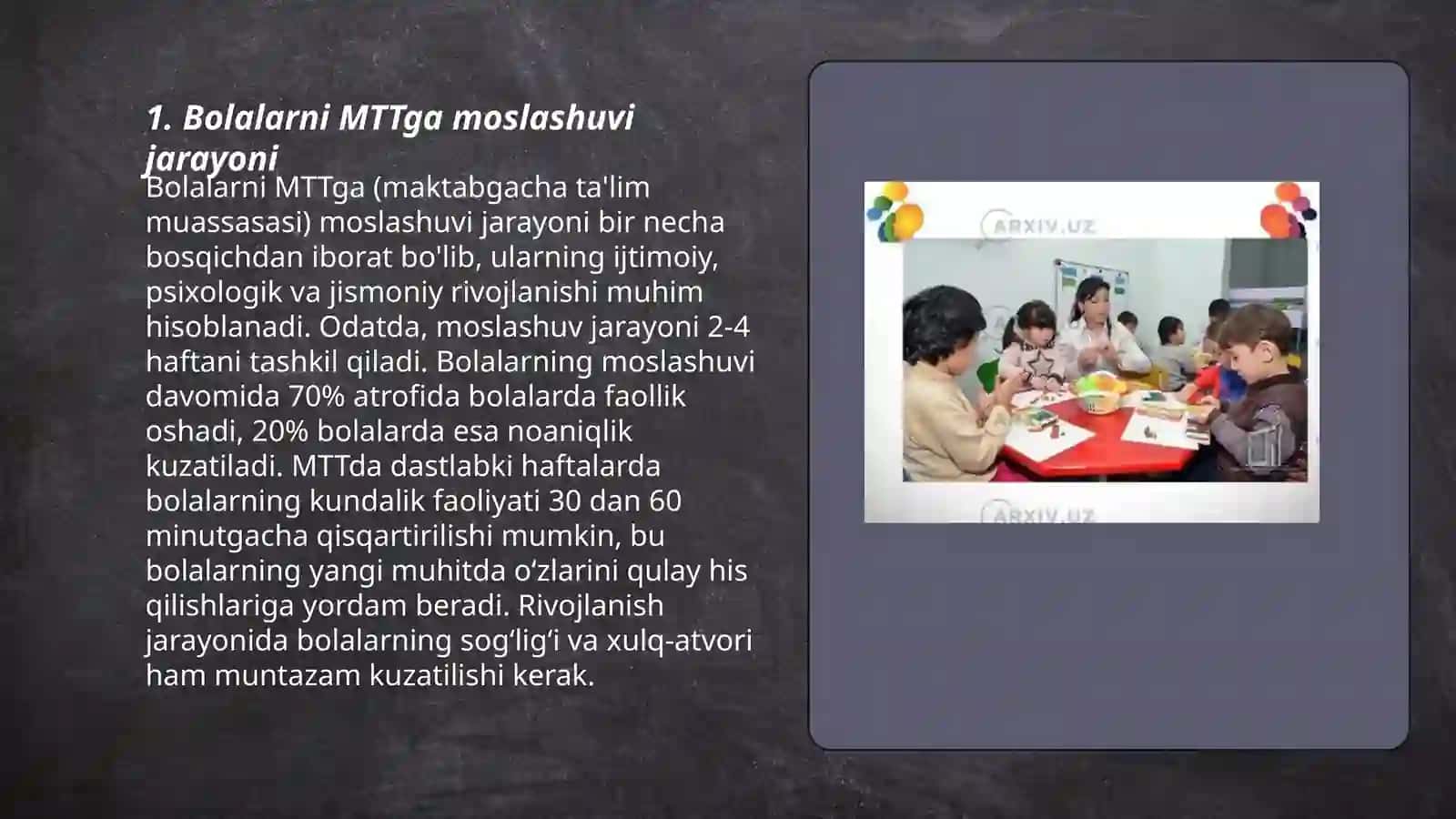 Bolalarni MTT shoroitga moslashuvda pedogugikani o'rni 3