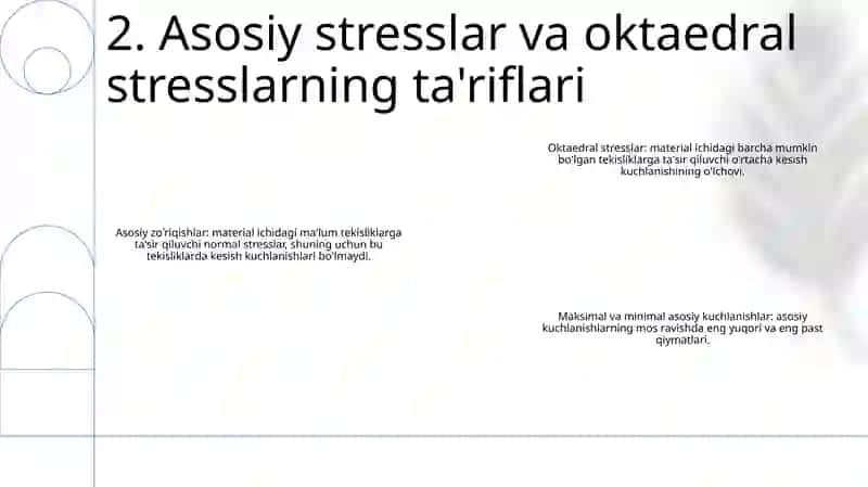 Bosh Kuchlanishlar Ekstremal Urinma Kuchlanishlar Va Oktaerdrik Kuchlanishlar 3