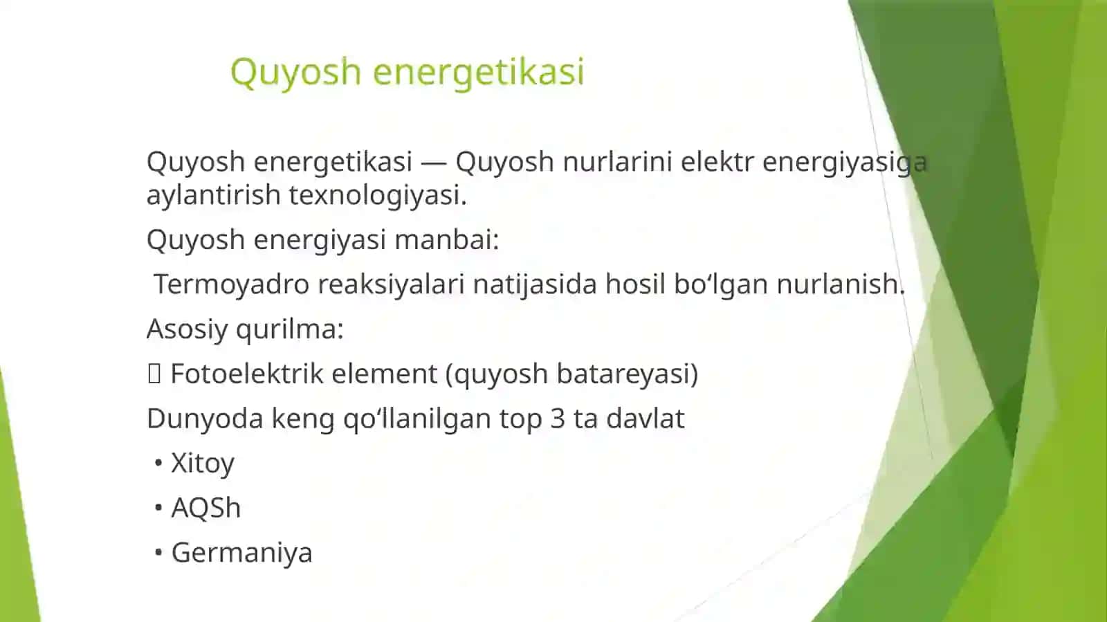 Quyosh energetikasida nanomateriallar | Fizika prezentatsiya PPT 3