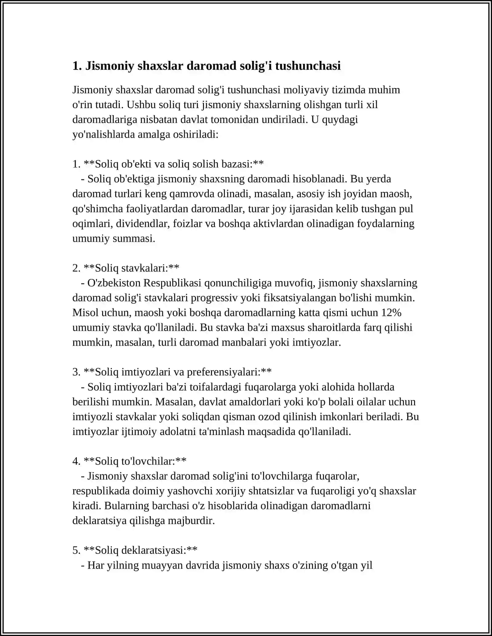 Jismoniy shaxslardan olinadigan daromad solig'i va mohiyati 3