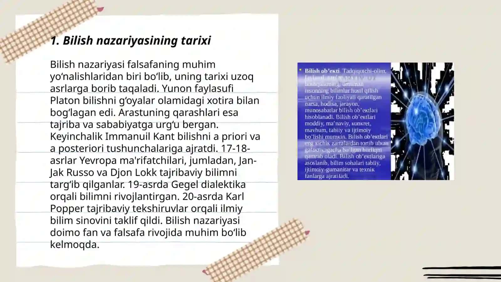 Bilish nazariyasi:asosiy muammolari va yoʻnalishlari 3