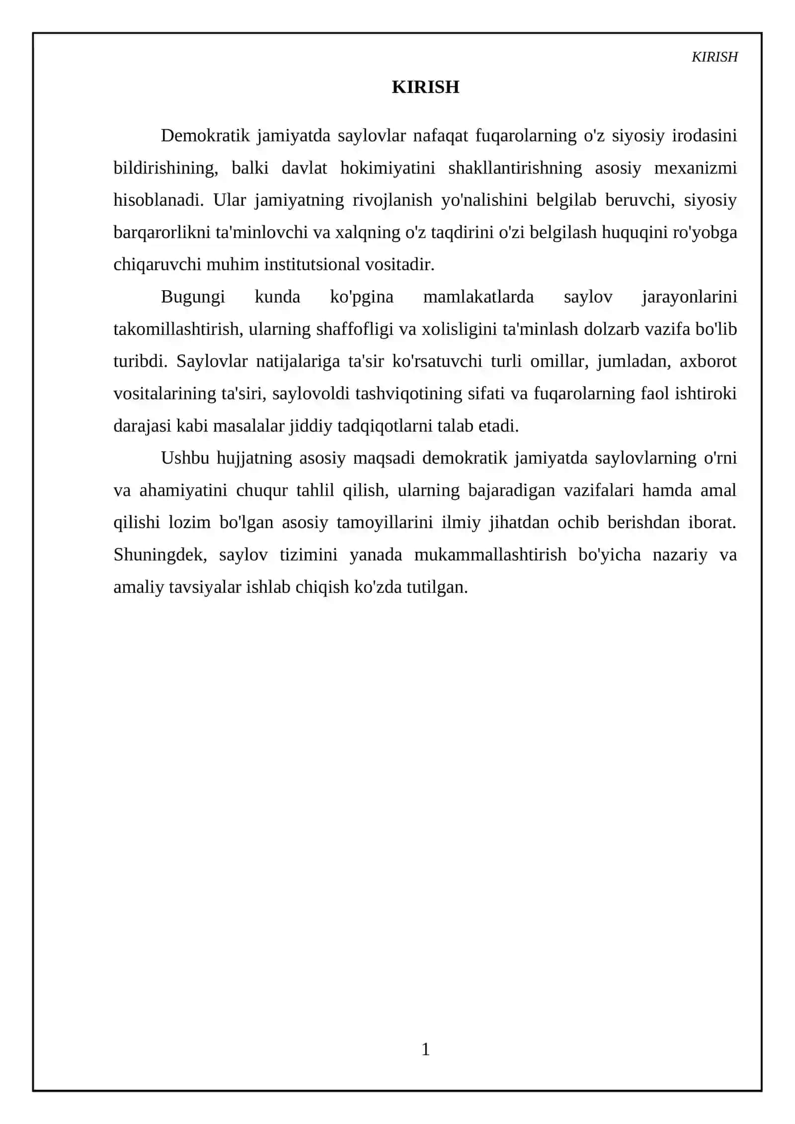 Demokratik jamiyatda saylovlarning vazifalari, asosiy tamoyillari 3