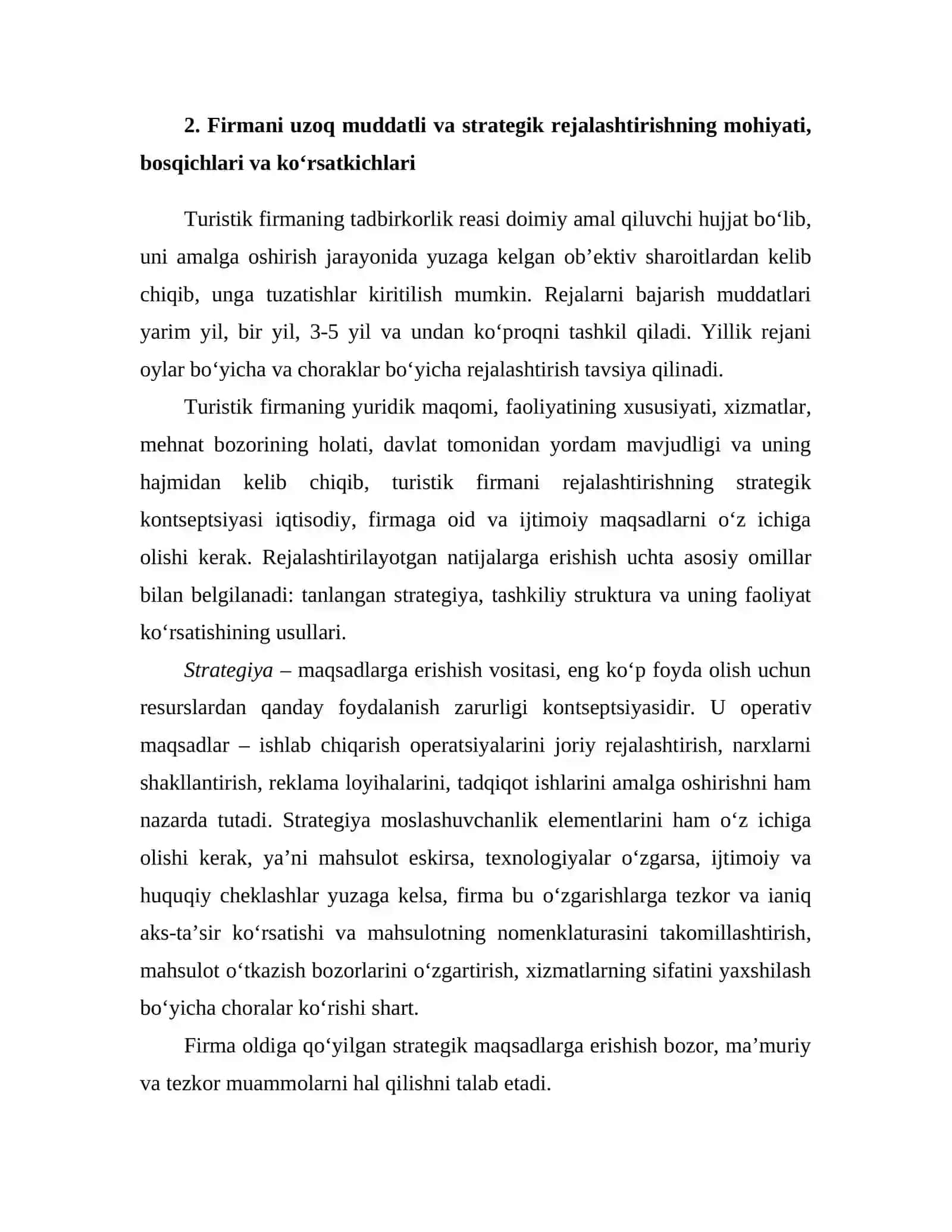 Firma ichidagi Rejalashtirishning Xususiyatlari 3