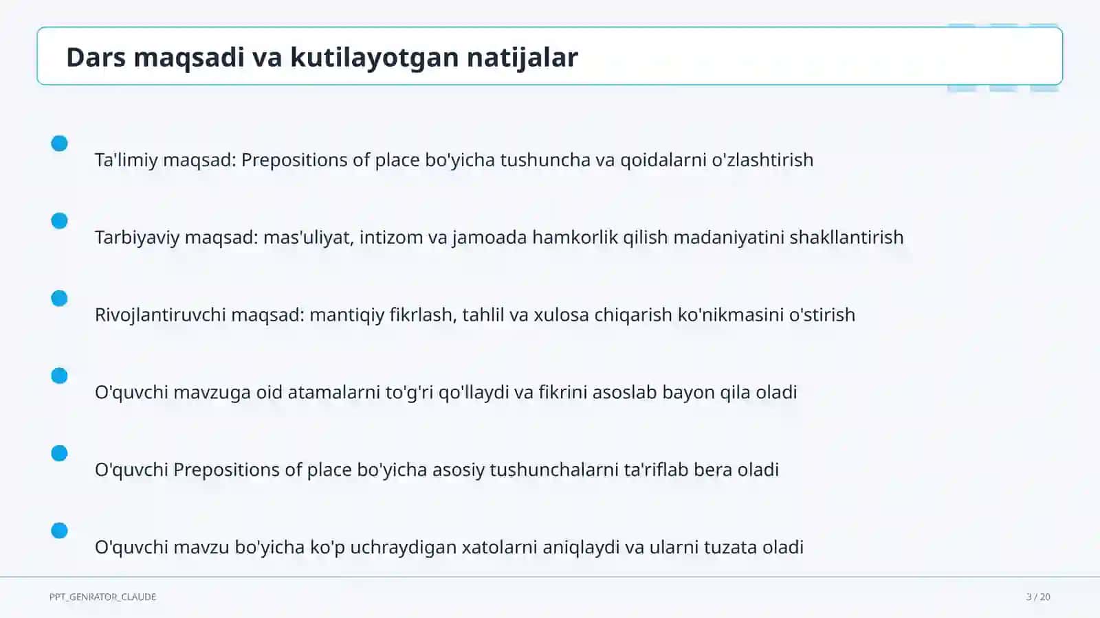 Prepositions of place (4-sinf) 3