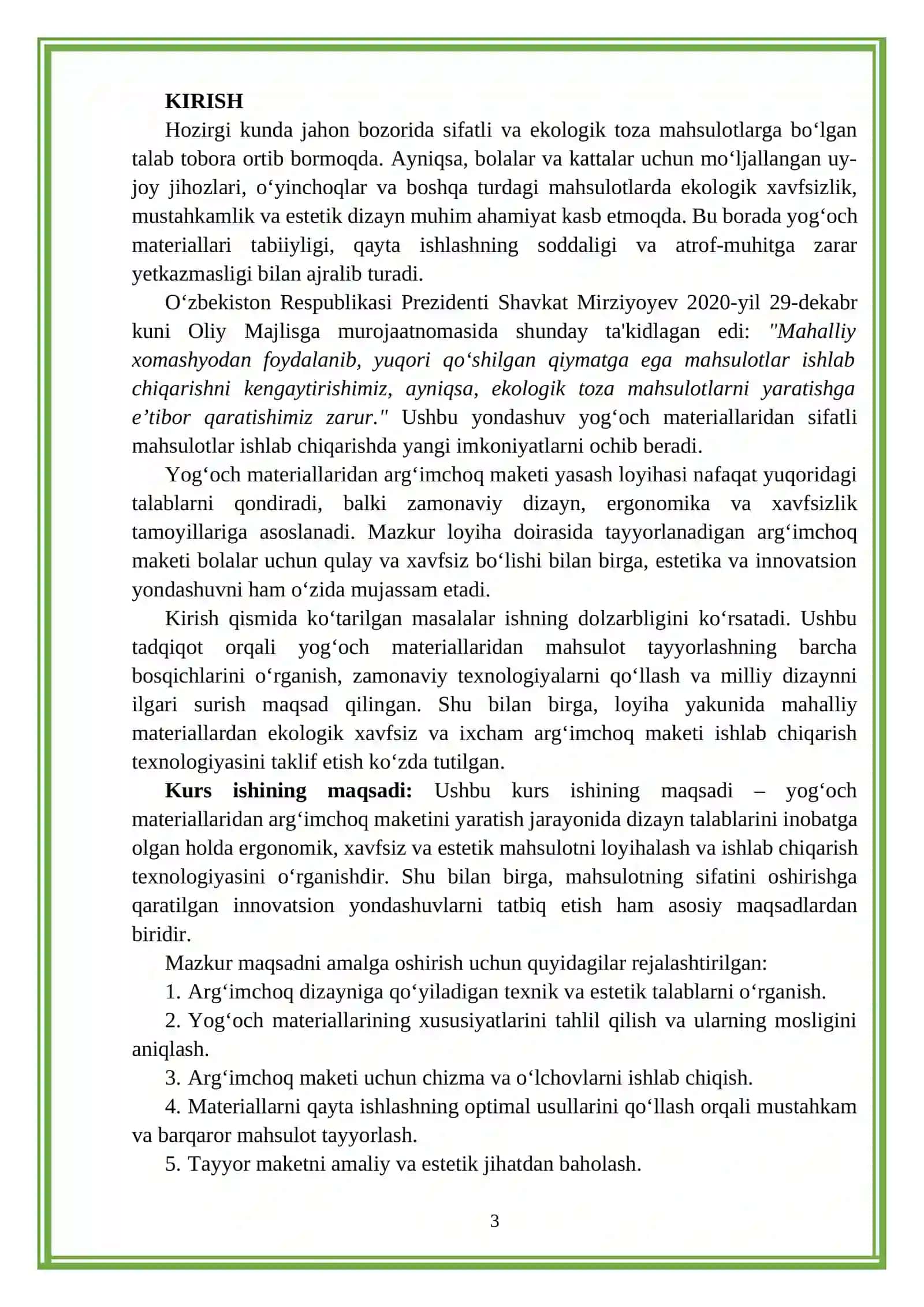 Mahsulot Tayyorlash Texnologiyasi Kurs Ishi 3