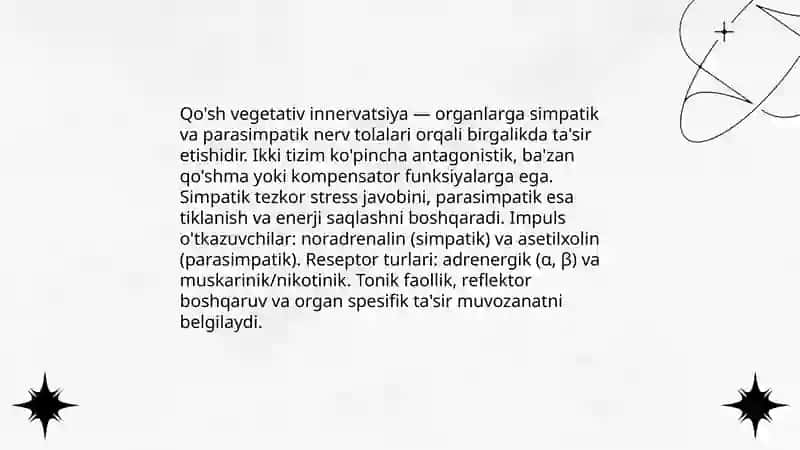 Qo'sh vegetativ innervatsiyasi 3